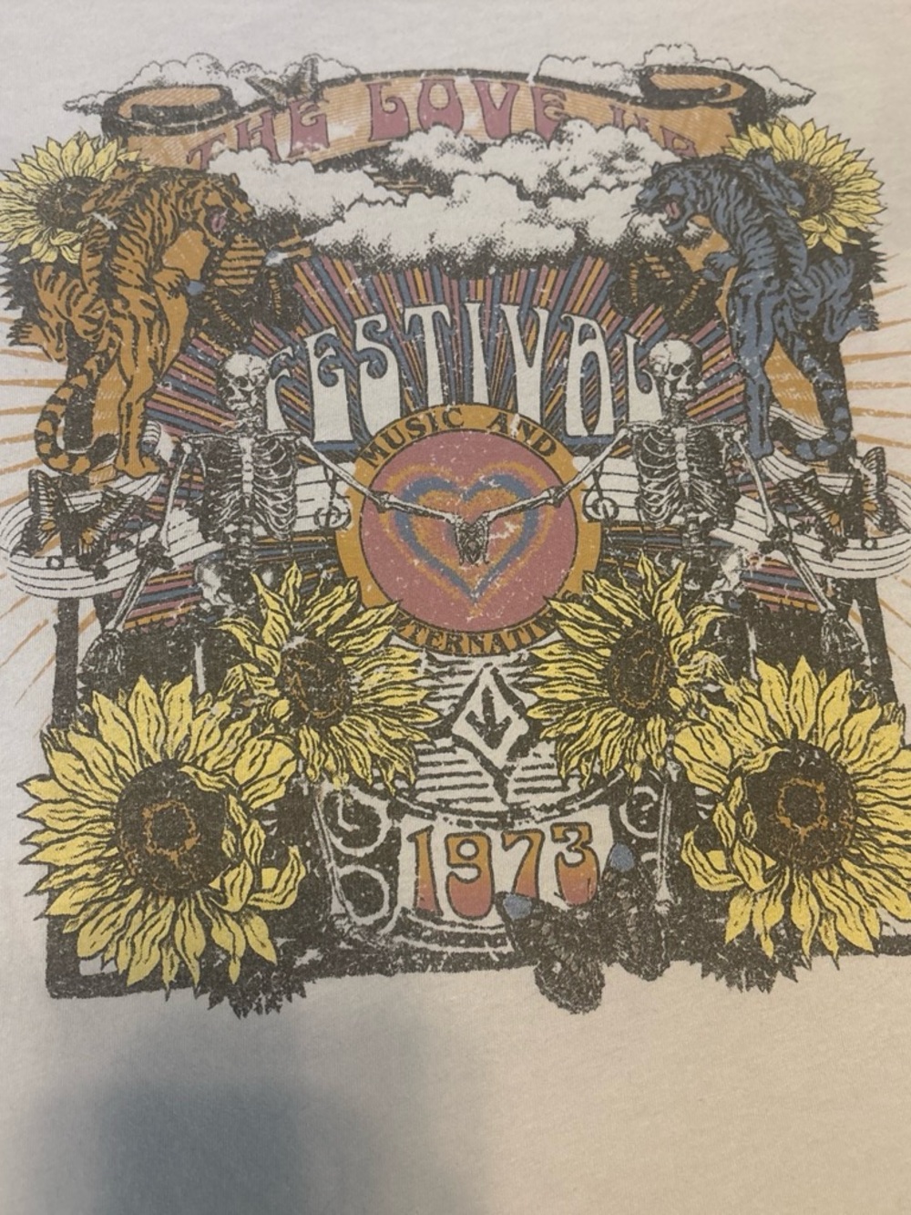 Altar'd State Cream Festival Graphic Tee with Yellow Sunflowers